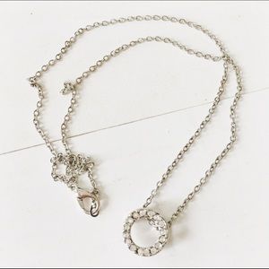 Silver toned circle rhinestone necklace